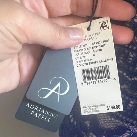 Adriana Papell Blue corded lace Dress - Picture 11 of 14